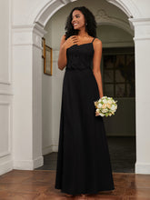 Sweetheart Spaghetti Straps Chiffon A-Line Dress Black