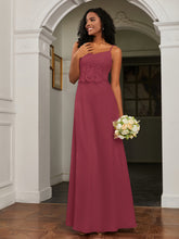 Sweetheart Spaghetti Straps Chiffon A-Line Dress Cinnamon Rose
