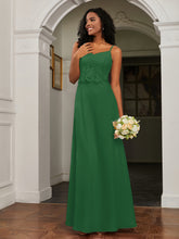 Sweetheart Spaghetti Straps Chiffon A-Line Dress Emerald