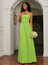 Sweetheart Spaghetti Straps Chiffon A-Line Dress Lime Green