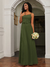 Sweetheart Spaghetti Straps Chiffon A-Line Dress Olive Green