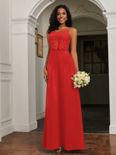 Sweetheart Spaghetti Straps Chiffon A-Line Dress Red