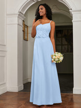Sweetheart Spaghetti Straps Chiffon A-Line Dress Sky Blue