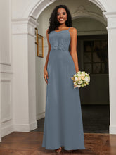 Sweetheart Spaghetti Straps Chiffon A-Line Dress Slate Blue