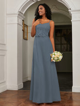 Sweetheart Spaghetti Straps Chiffon A-Line Dress Slate Blue