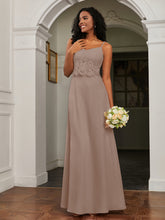 Sweetheart Spaghetti Straps Chiffon A-Line Dress Taupe