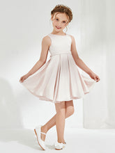 Scoop Pleated Knee-Length Girl's Dress Rose Petal