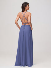 A-Line Square Chiffon Dress With Slit Periwinkle