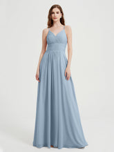 Spaghetti Strap Bridesmaid Dress with Pockets Dusty Blue