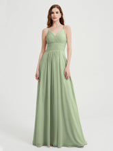 Spaghetti Strap Bridesmaid Dress with Pockets Dusty Sage