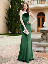 One Shoulder Spaghetti Straps Sheath Velvet Dress Dark Green