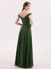 Off the Shoulder Long Chiffon Dresses Olive Green