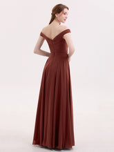 Off the Shoulder Long Chiffon Dresses Terracotta