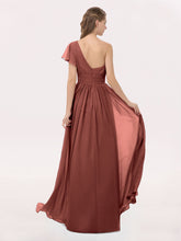 One FLUTTER SLEEVE Long Chiffon Dresses Terracotta