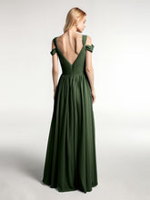 Cold-Shoulder Empire Max Dress with Slit Olive Green