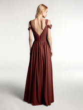 Cold-Shoulder Empire Max Dress with Slit Terracotta