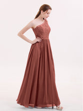 Lace Top Chiffon Skirt Dresses with Slit Terracotta