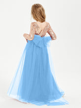 Sparkling Sequined Junior Bridesmaids Gown Blue