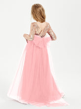 Sparkling Sequined Junior Bridesmaids Gown Flamingo