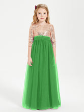 Sparkling Sequined Junior Bridesmaids Gown Green