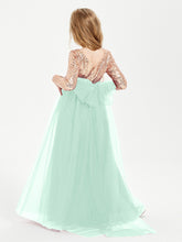 Sparkling Sequined Junior Bridesmaids Gown Mint Green