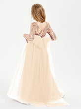 Sparkling Sequined Junior Bridesmaids Gown Peach