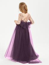 Sparkling Sequined Junior Bridesmaids Gown Plum