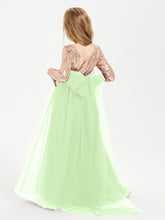 Sparkling Sequined Junior Bridesmaids Gown Sage