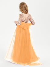 Sparkling Sequined Junior Bridesmaids Gown Tangerine