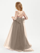 Sparkling Sequined Junior Bridesmaids Gown Taupe