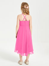 Tea Length Junior Bridesmaid Dresses with Asymmetrical Skirts Azalea