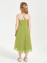Tea Length Junior Bridesmaid Dresses with Asymmetrical Skirts Clover