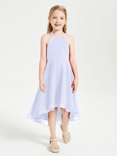 Tea Length Junior Bridesmaid Dresses with Asymmetrical Skirts Lavender
