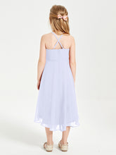 Tea Length Junior Bridesmaid Dresses with Asymmetrical Skirts Lavender
