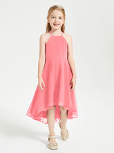 Tea Length Junior Bridesmaid Dresses with Asymmetrical Skirts Watermelon