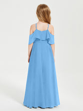 Off-the-Shoulder Long Dresses for Junior Bridesmaids Blue