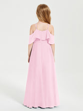 Off-the-Shoulder Long Dresses for Junior Bridesmaids Candy Pink