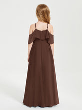 Off-the-Shoulder Long Dresses for Junior Bridesmaids Chocolate