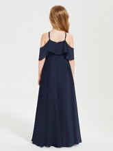 Off-the-Shoulder Long Dresses for Junior Bridesmaids Dark Navy