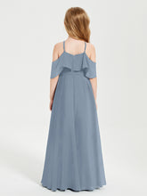 Off-the-Shoulder Long Dresses for Junior Bridesmaids Dusty Blue