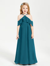 Off-the-Shoulder Long Dresses for Junior Bridesmaids Ink Blue
