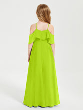 Off-the-Shoulder Long Dresses for Junior Bridesmaids Lime Green