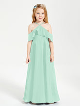 Off-the-Shoulder Long Dresses for Junior Bridesmaids Mint Green