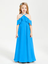 Off-the-Shoulder Long Dresses for Junior Bridesmaids Ocean Blue
