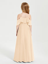 Off-the-Shoulder Long Dresses for Junior Bridesmaids Peach