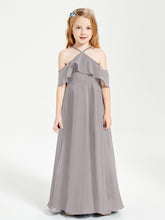 Off-the-Shoulder Long Dresses for Junior Bridesmaids Silver