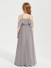 Off-the-Shoulder Long Dresses for Junior Bridesmaids Silver