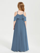 Off-the-Shoulder Long Dresses for Junior Bridesmaids Slate Blue