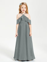 Off-the-Shoulder Long Dresses for Junior Bridesmaids Steel Grey