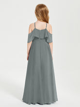 Off-the-Shoulder Long Dresses for Junior Bridesmaids Steel Grey